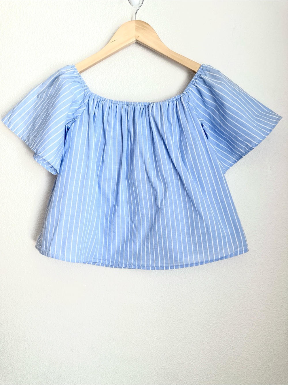 Express Women’s Blue & White Striped Off-Shoulder Blouse Size XS